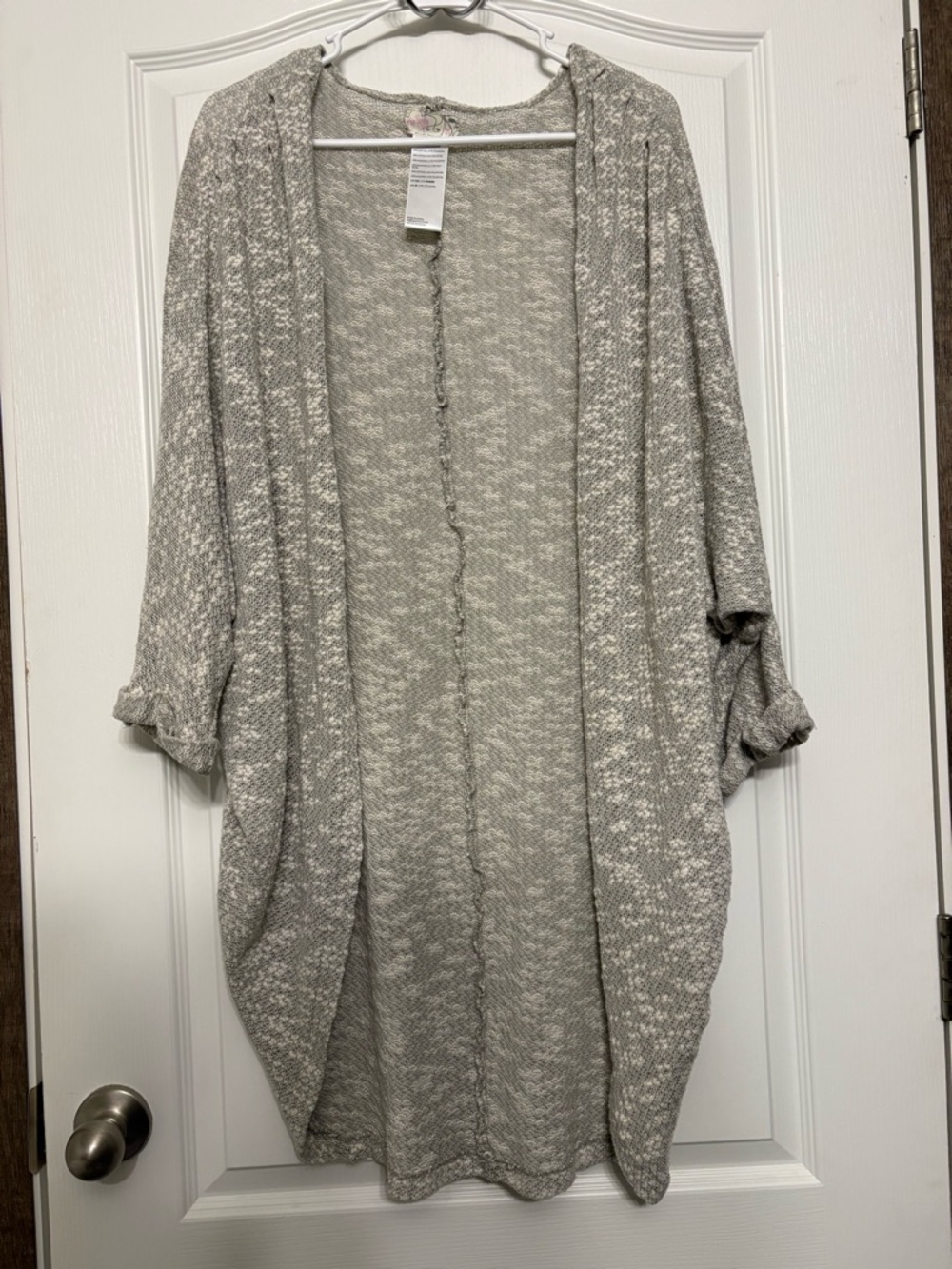 Free People Heathered Gray Open-Front Cardigan